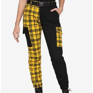 HOT TOPIC YELLOW PLAID PANTS